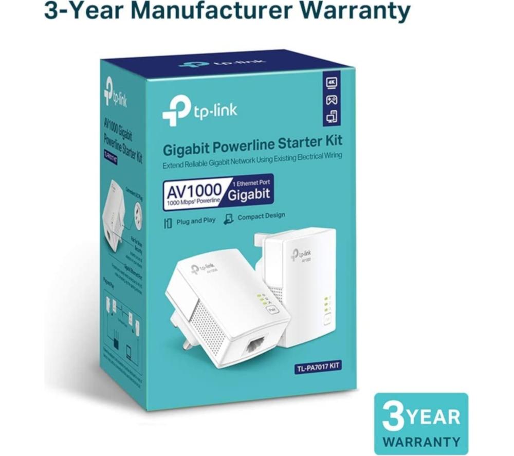 TP-LINK TL-PA7017 Powerline Adapter Kit &ndash; Twin Pack image number 9 of 9