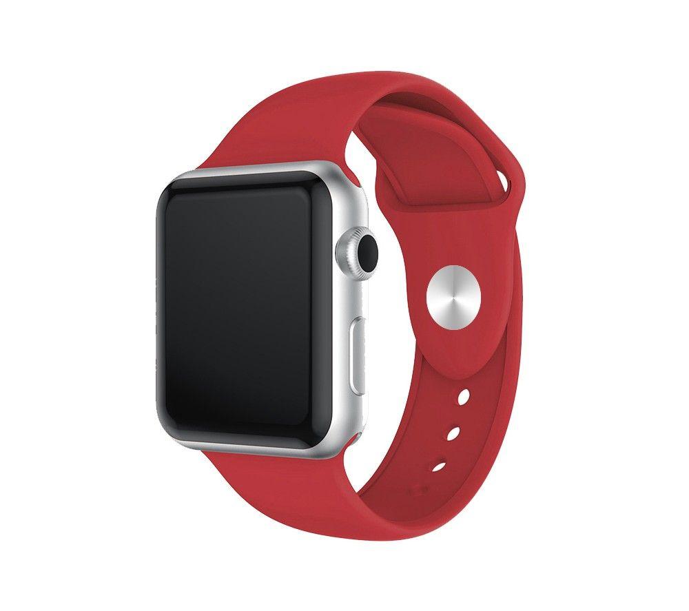 XQISIT Apple Watch 42 / 44 mm Silicone Strap - Red, Small, Red