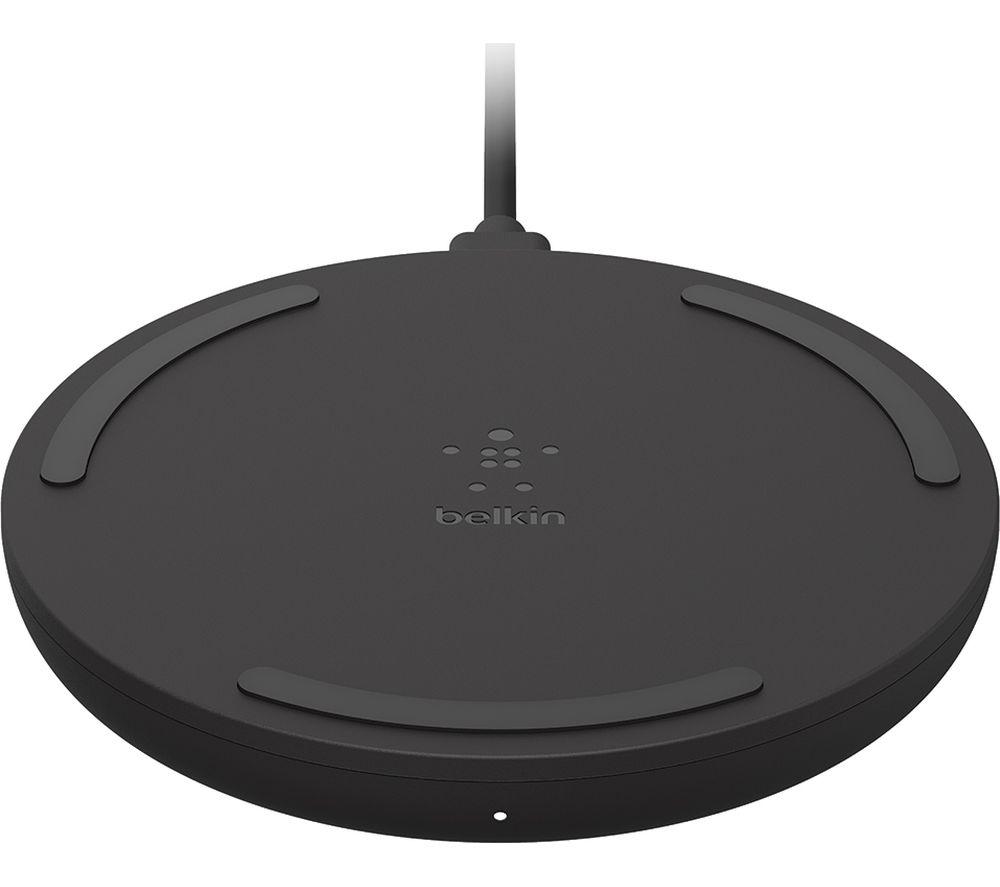 Belkin BoostCharge Wireless Charging Pad 10W (Qi-Certified Fast Wireless Charger for iPhone, Samsung, Google, more) – Black, Wall Adapter Not Included