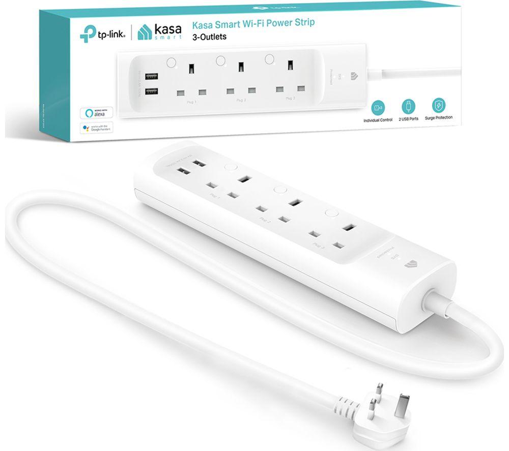 TP-LINK Kasa KP303 3-Socket Smart WiFi Extension Lead, White