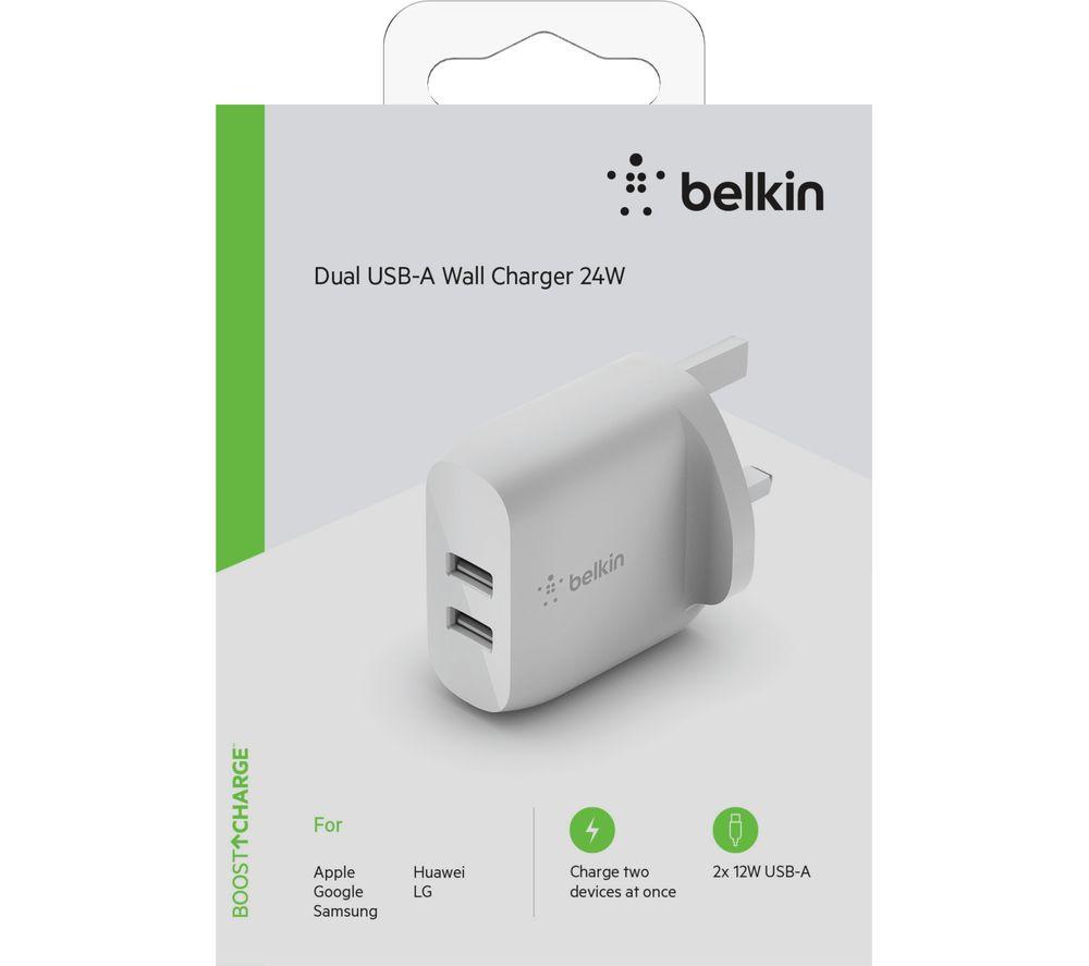 BELKIN Dual USB-A 24 W Mains Charger - White