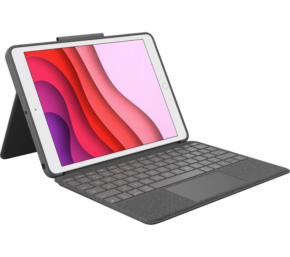 Logitech Combo Touch keyboard case for iPad (7th gen - 2019 | 8th gen - 2020 | 9th gen - 2021) Crayon digital pencil for all iPads (2018 releases and later) - QWERTY UK - Graphite