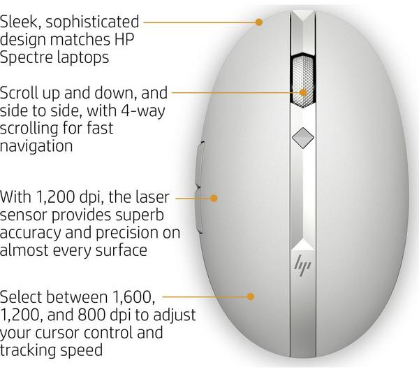 HP Spectre 700 Wireless Laser Mouse - Silver image number 2