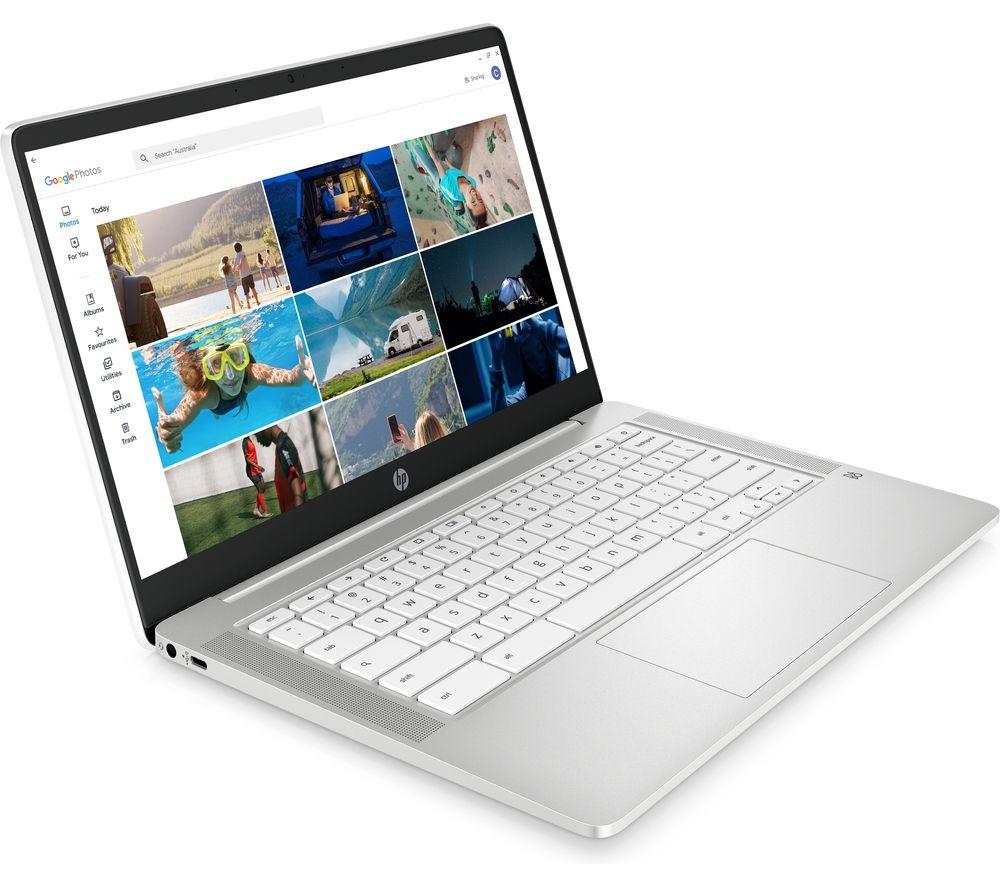 Image of HP 14a 14" Chromebook - Intel®Celeron, 64 GB eMMC, White, White,Silver/Grey