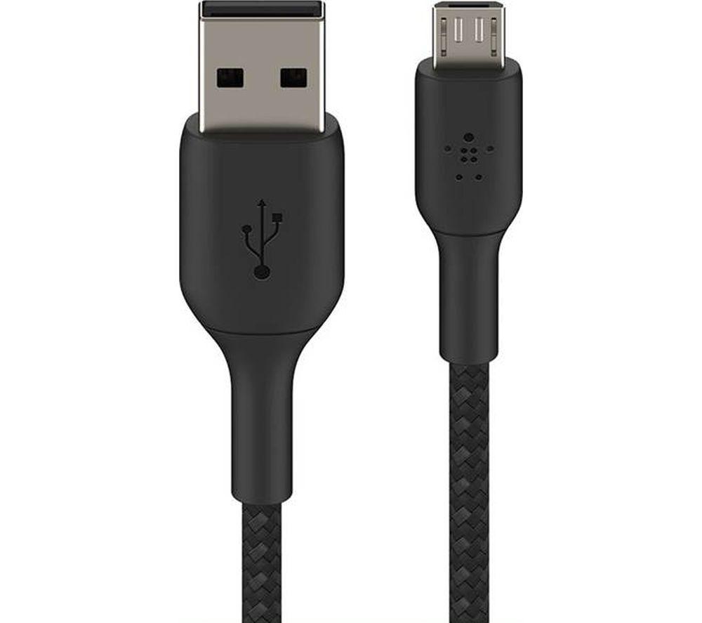 Belkin Micro-USB Cable for Portable Speakers; Power Banks; eReaders; and more (Braided USB-A to Micro-USB cable; 3.3 ft. / 1 m; Black) CAB007bt1MBK