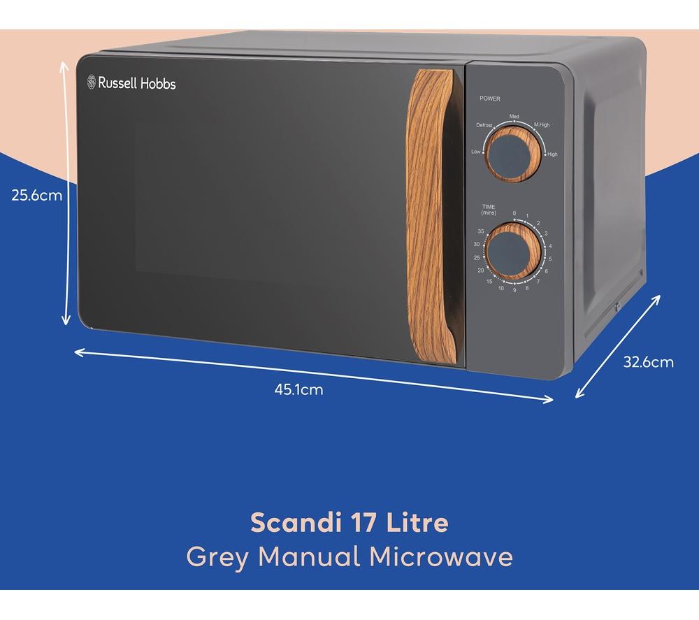 RUSSELL HOBBS Scandi RHMM713G Compact Solo Microwave - Grey image number 3 of 9