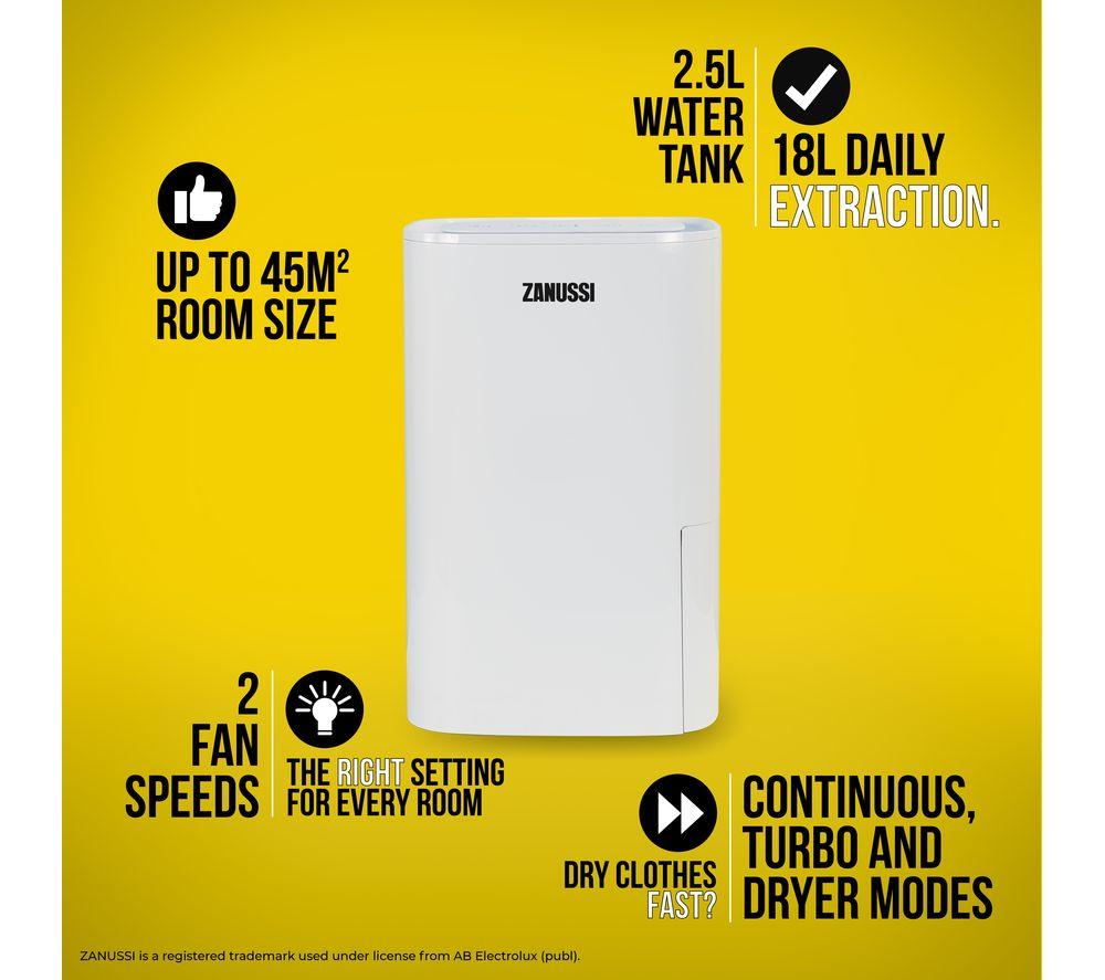 ZANUSSI ZDH1802 Portable Dehumidifier - White image number 5 of 13