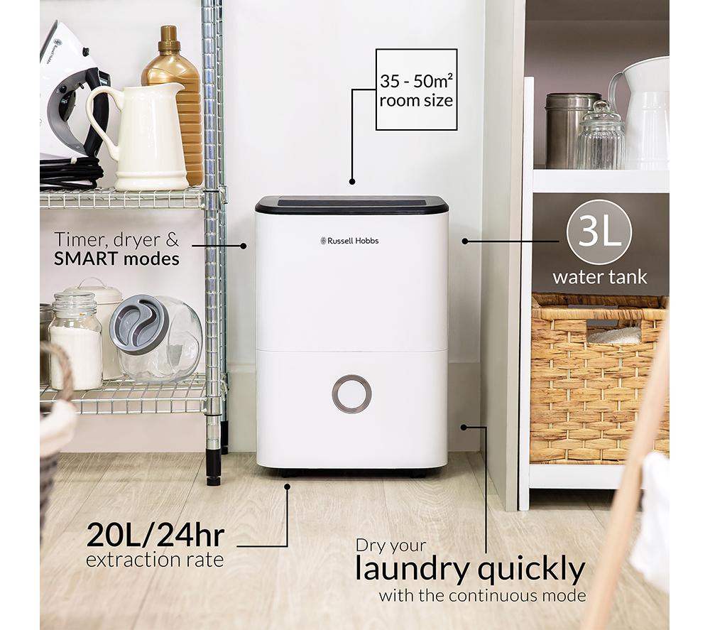 RUSSELL HOBBS RHDH2002 Portable Dehumidifier - White image number 3 of 10