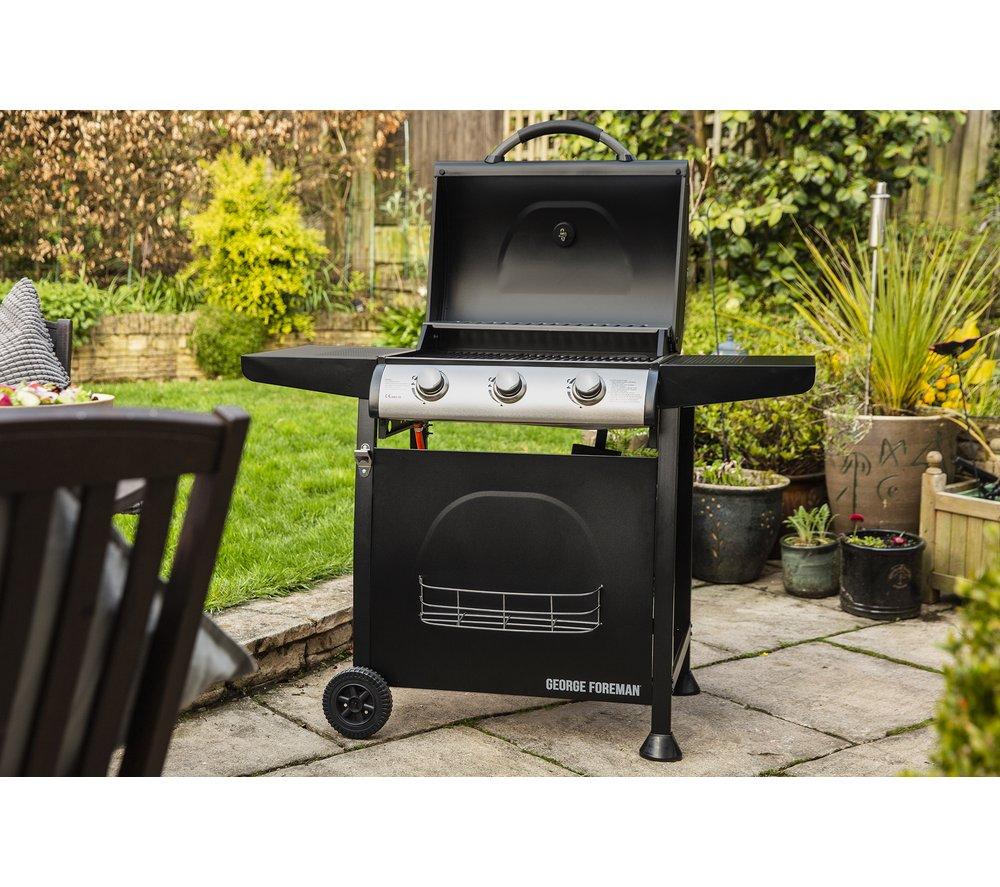 GEORGE FOREMAN GFGBBQ3B Portable 3 Burner Grill Gas BBQ - Black image number 5 of 8