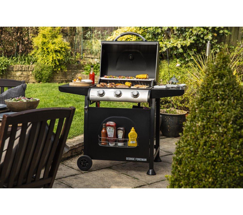 GEORGE FOREMAN GFGBBQ3B Portable 3 Burner Grill Gas BBQ - Black image number 6 of 8