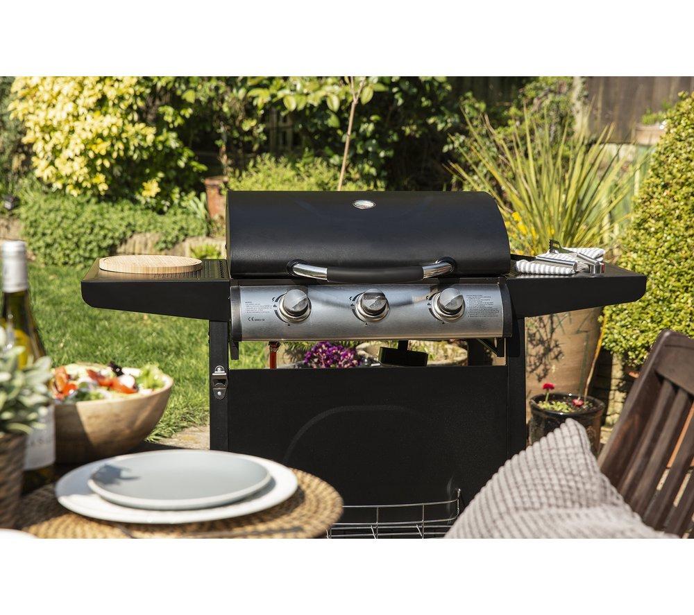 GEORGE FOREMAN GFGBBQ3B Portable 3 Burner Grill Gas BBQ - Black image number 8 of 8