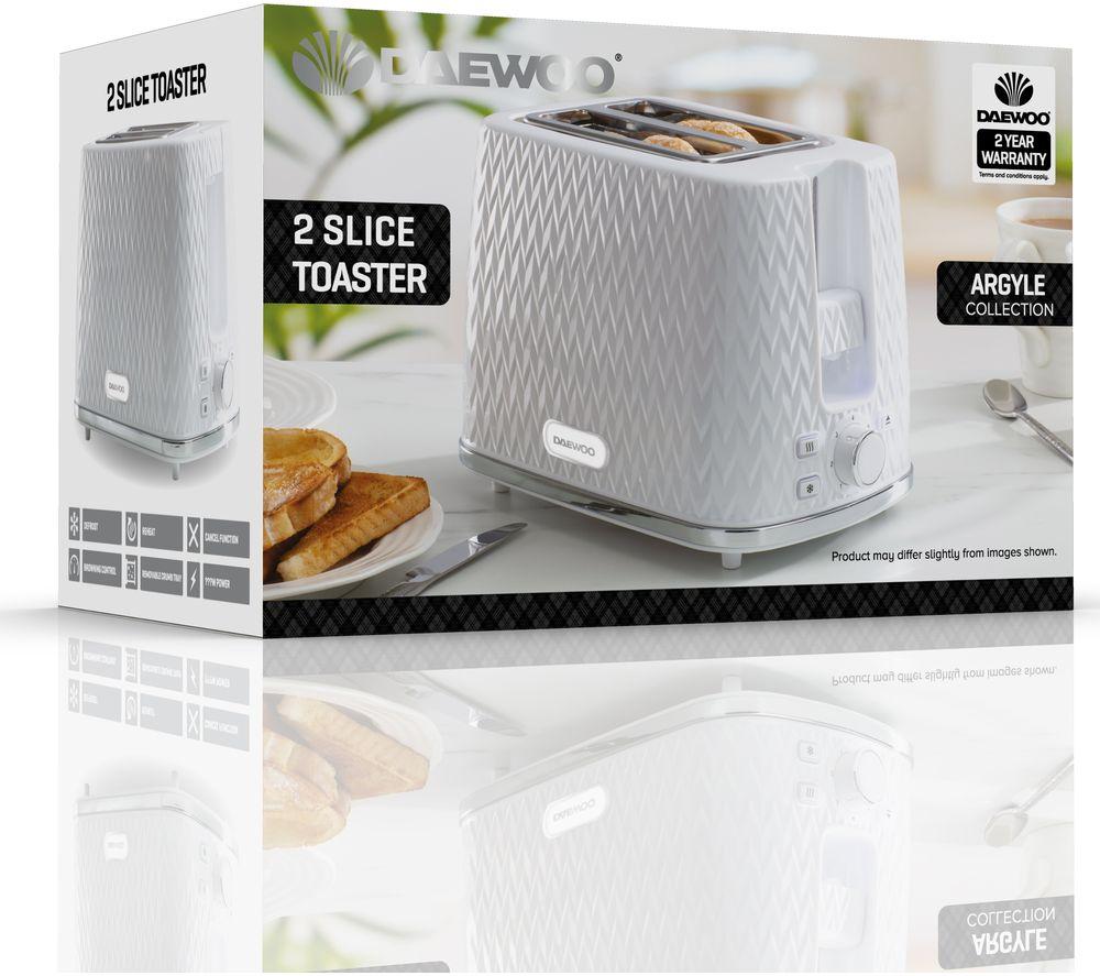 DAEWOO Argyle Collection SDA1781 2-Slice Toaster - White image number 4 of 6