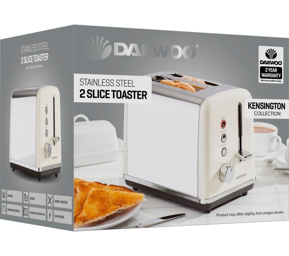 DAEWOO Kensington SDA1582 2-Slice Toaster - Cream image number 2 of 5