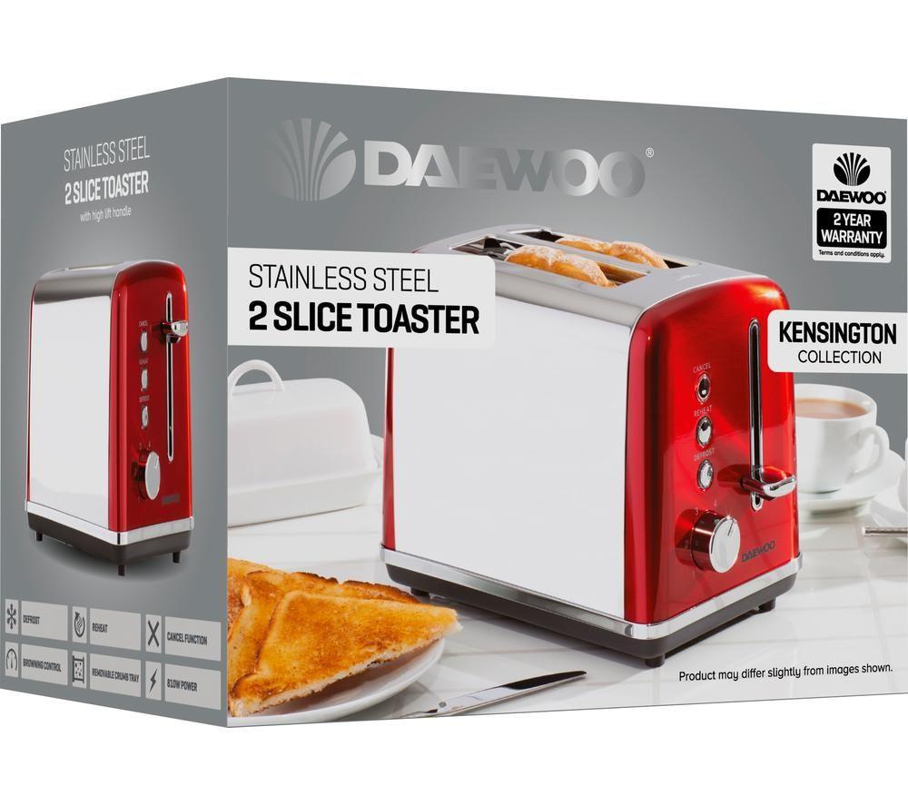 DAEWOO Kensington SDA1584 2-Slice Toaster - Red image number 5 of 5