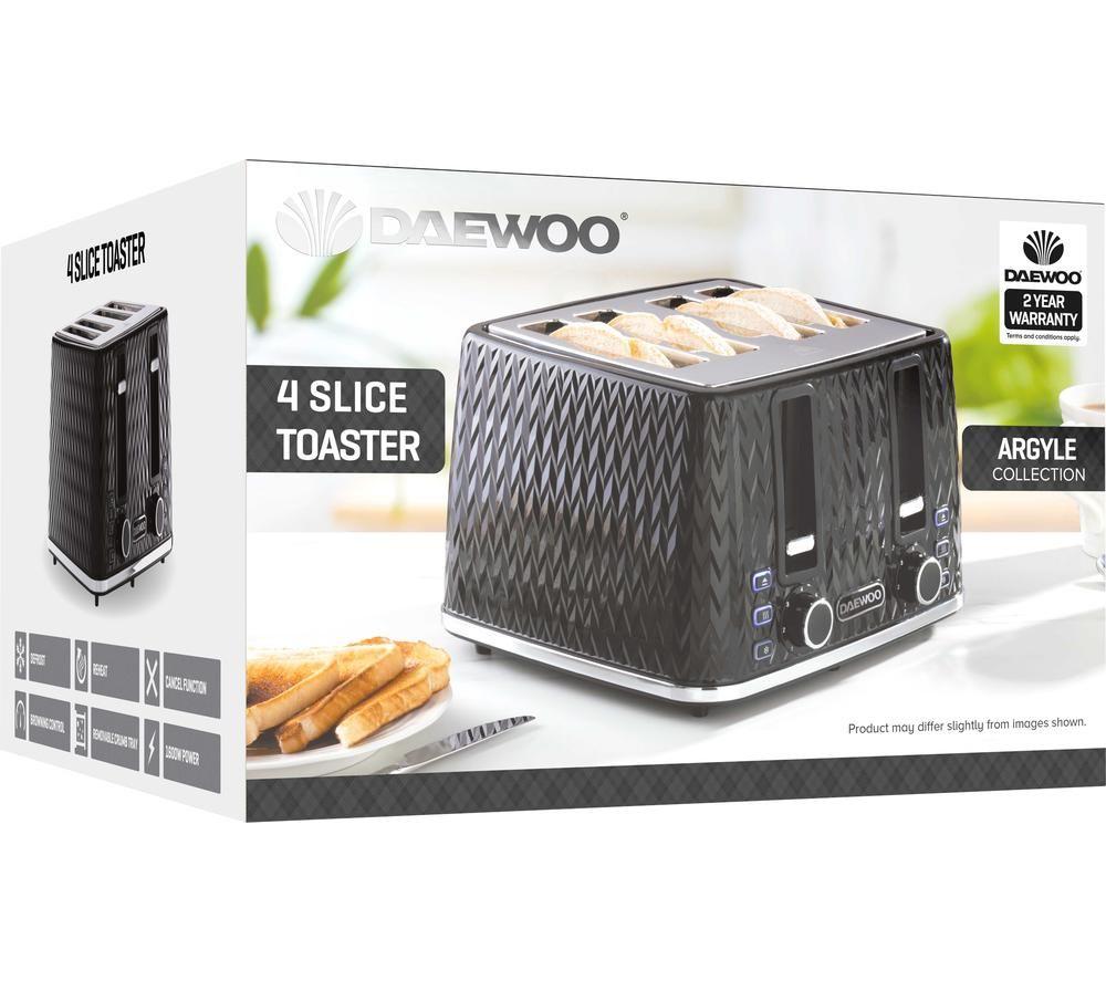 DAEWOO Argyle Collection SDA1863 4-Slice Toaster - Black image number 3 of 5