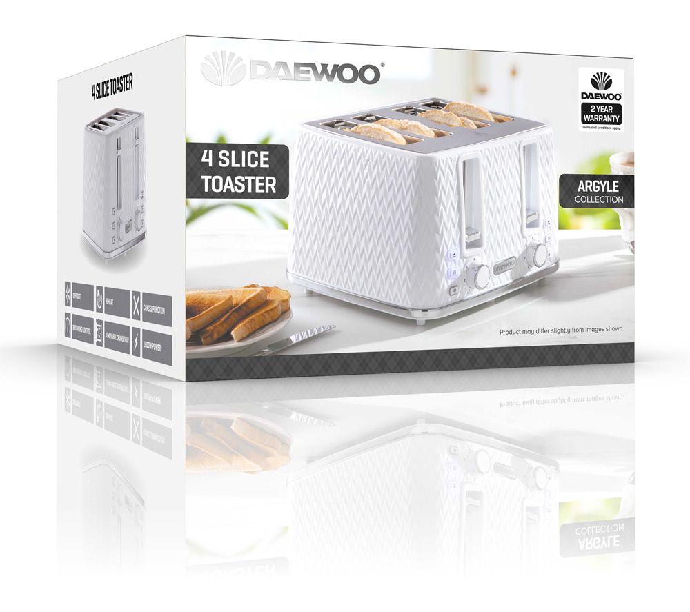 DAEWOO Argyle Collection SDA1864 4-Slice Toaster - White image number 3 of 5