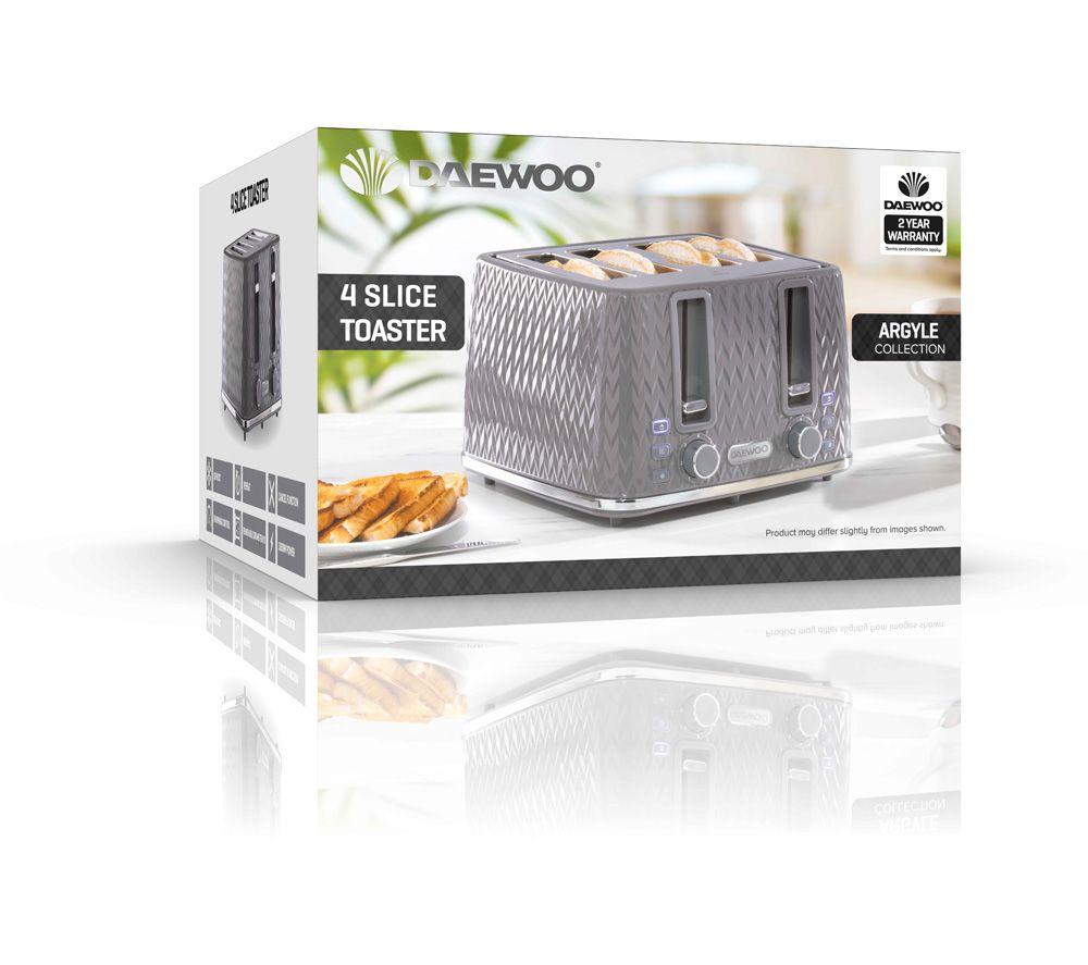 DAEWOO Argyle Collection SDA1865 4-Slice Toaster - Grey image number 3 of 6