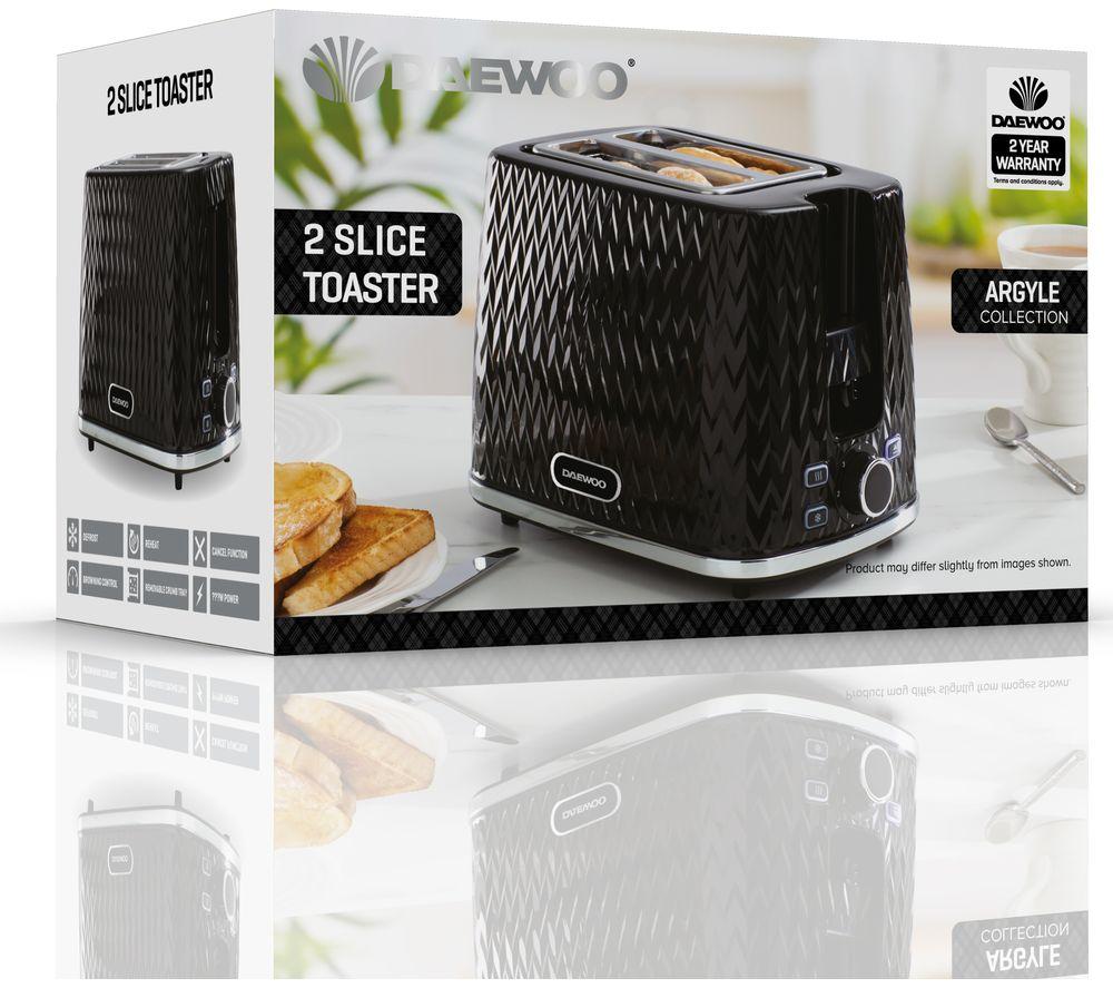 DAEWOO Argyle Collection SDA1774 2-Slice Toaster - Black image number 5 of 6