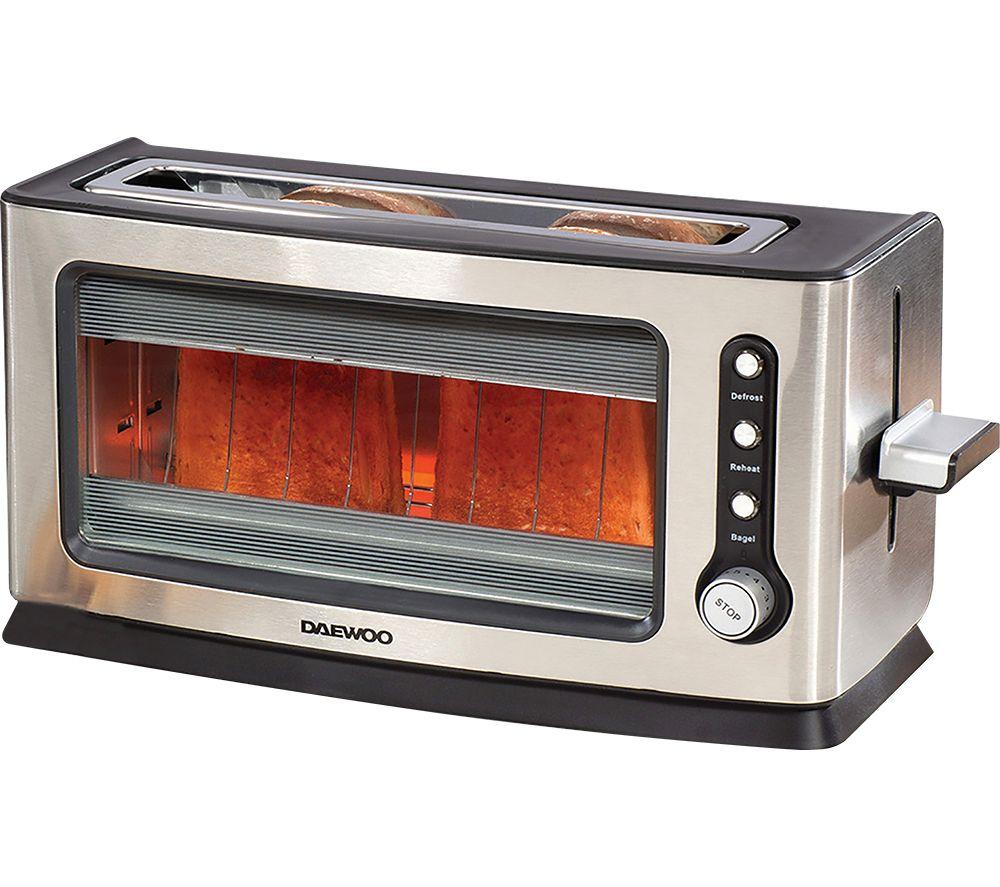 DAEWOO SDA1060 2-Slice Glass Toaster - Silver & Black