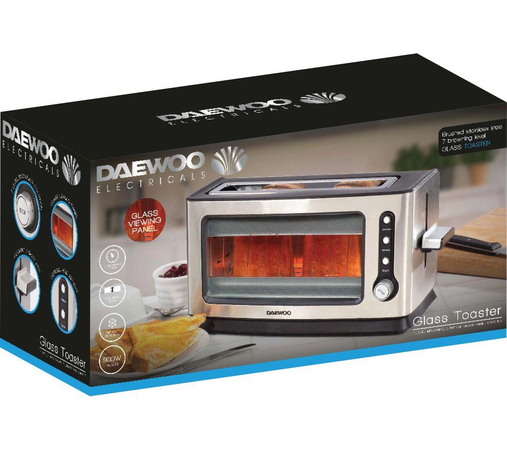 Daewoo SDA1060GE Glass Toaster 2 Slice with Wide Slot