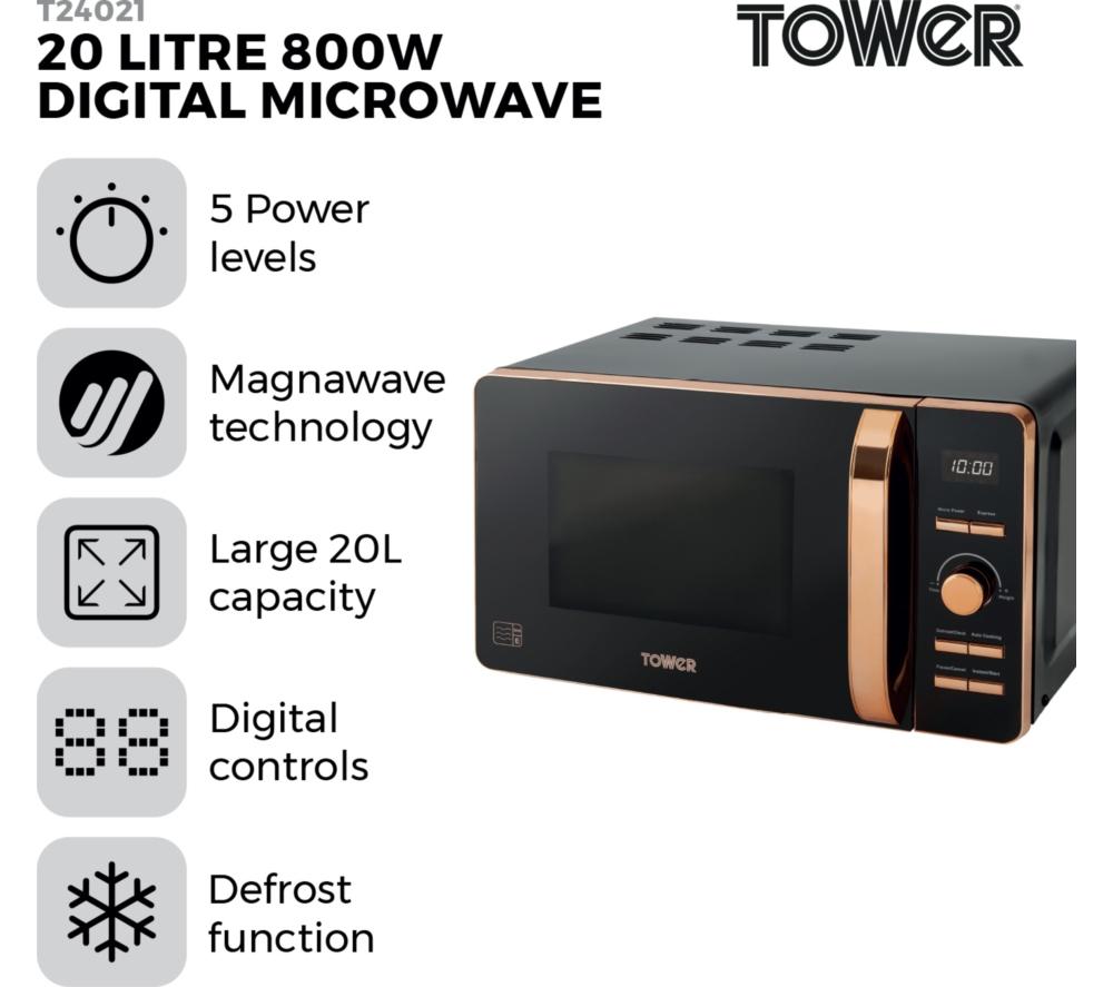 TOWER T24021 Solo Microwave - Black & Rose Gold image number 2 of 8