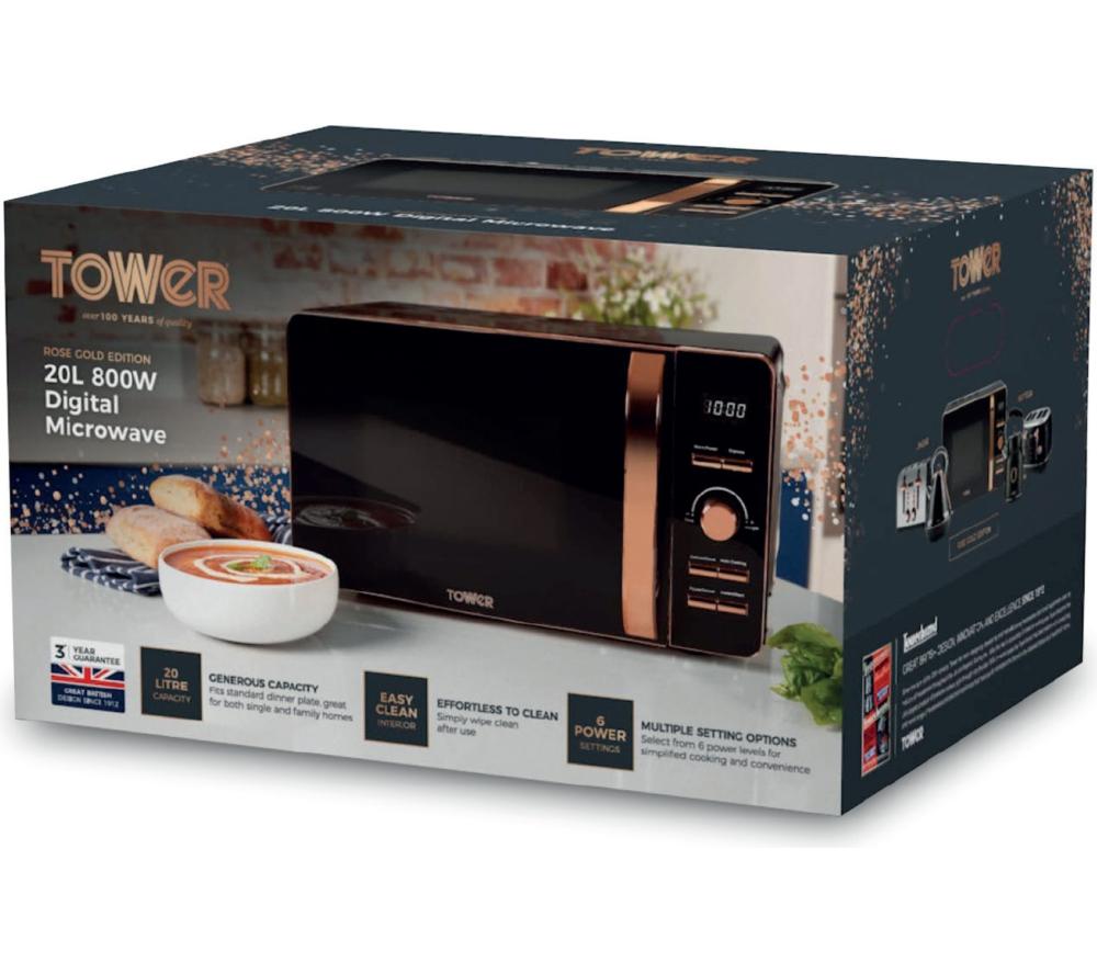 Buy TOWER T24021 Solo Microwave - Black & Rose Gold | Currys