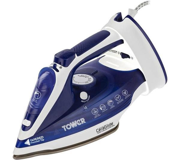 Blue & Rose Gold Tower T22008BLG CeraGlide 2-in-1 Cord or Cordless Iron 