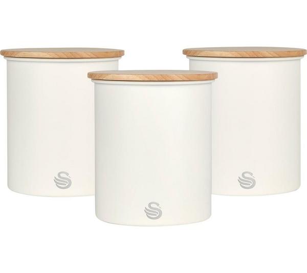 Buy SWAN Nordic Set Round Storage Canister - Cotton White, Pack of 3 ...