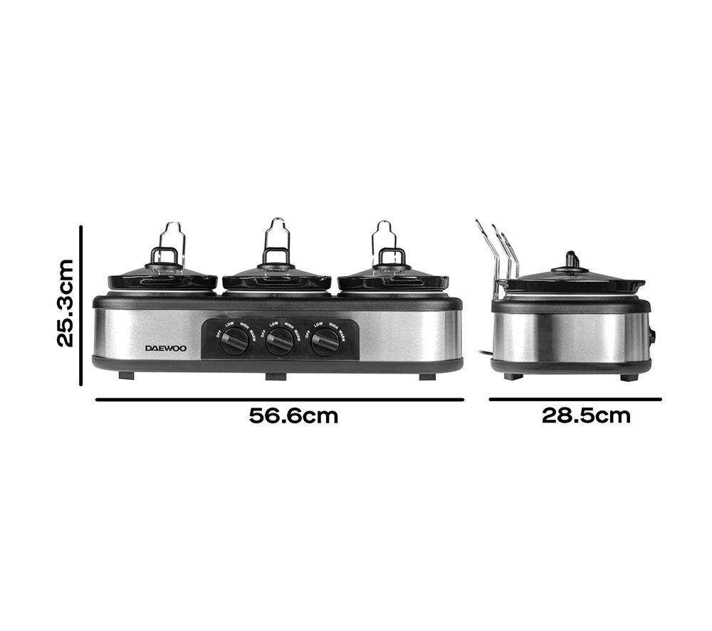 DAEWOO SDA1334 Triple Slow Cooker - Black & Silver image number 6 of 6