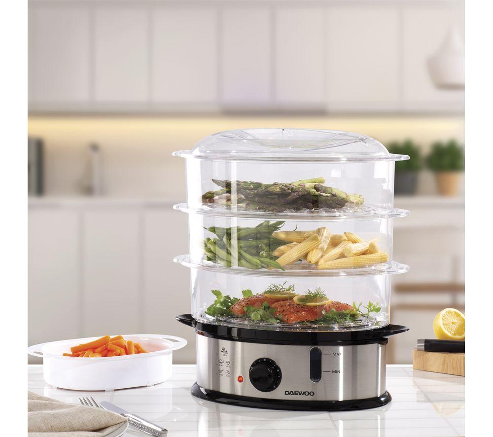 DAEWOO SDA1338 3-Layer Food Steamer - Black & Silver image number 3 of 7