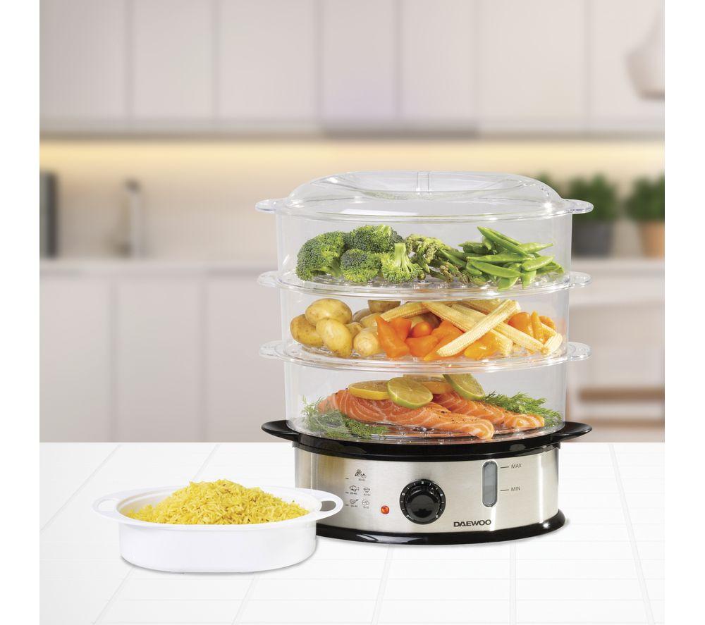 DAEWOO SDA1338 3-Layer Food Steamer - Black & Silver image number 4 of 7