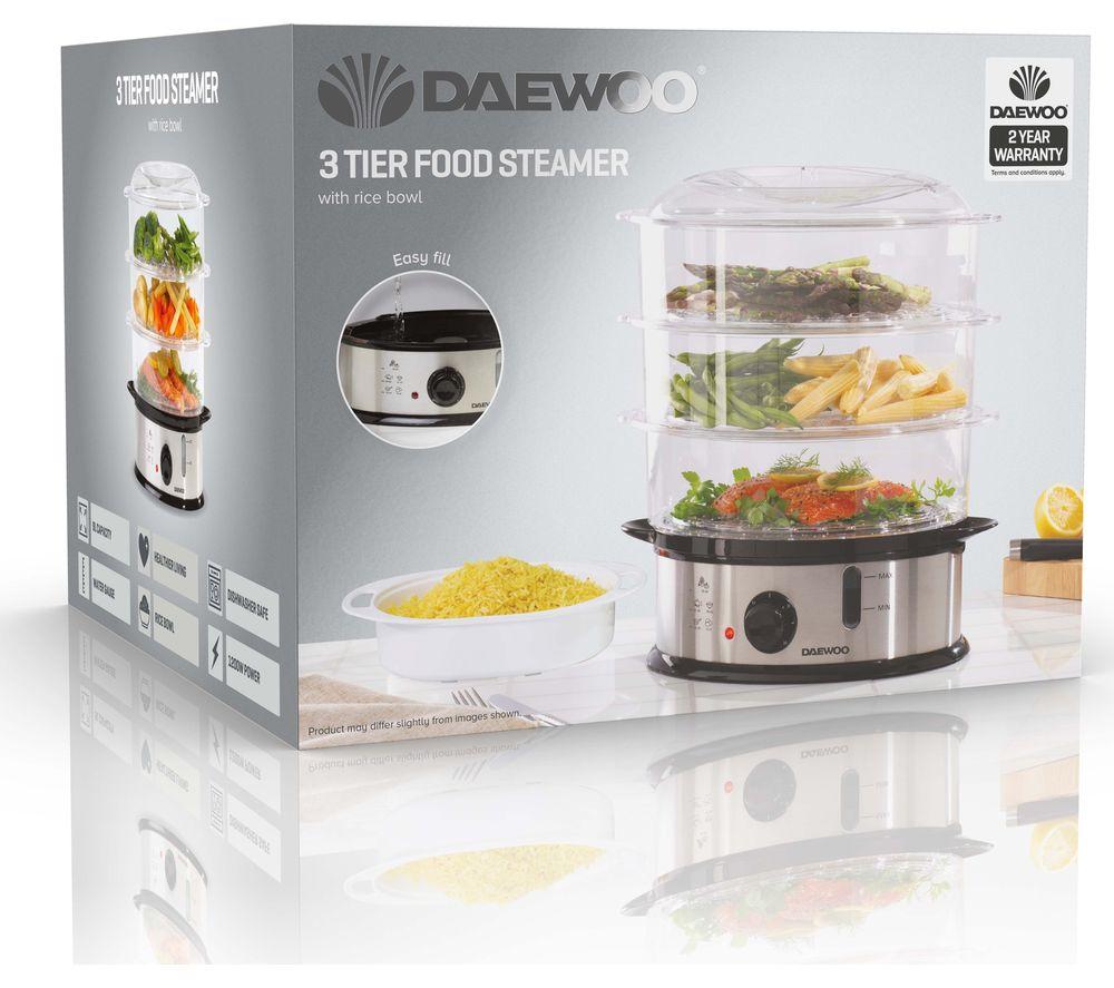 DAEWOO SDA1338 3-Layer Food Steamer - Black & Silver image number 5 of 7