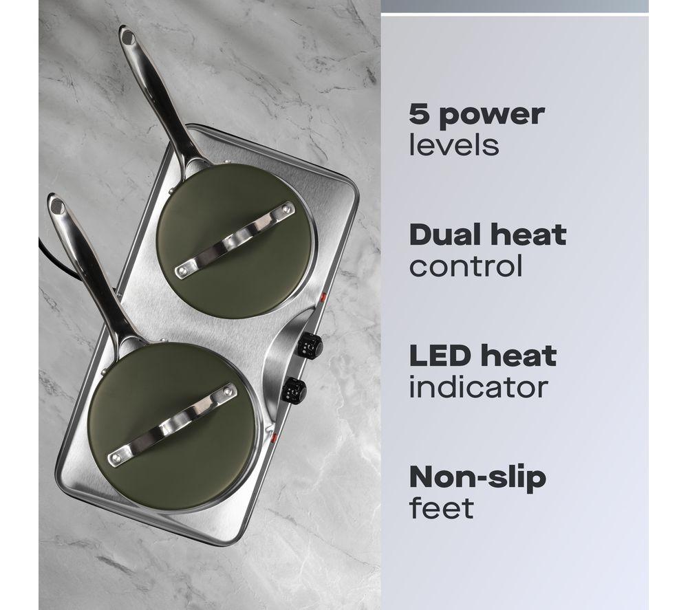 DAEWOO SDA1732 Double Electric Hot Plate - Silver image number 2 of 5