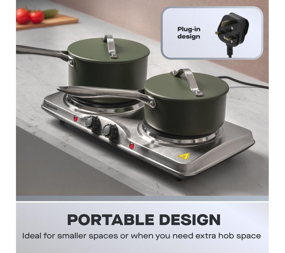 DAEWOO SDA1732 Double Electric Hot Plate - Silver image number 3 of 5