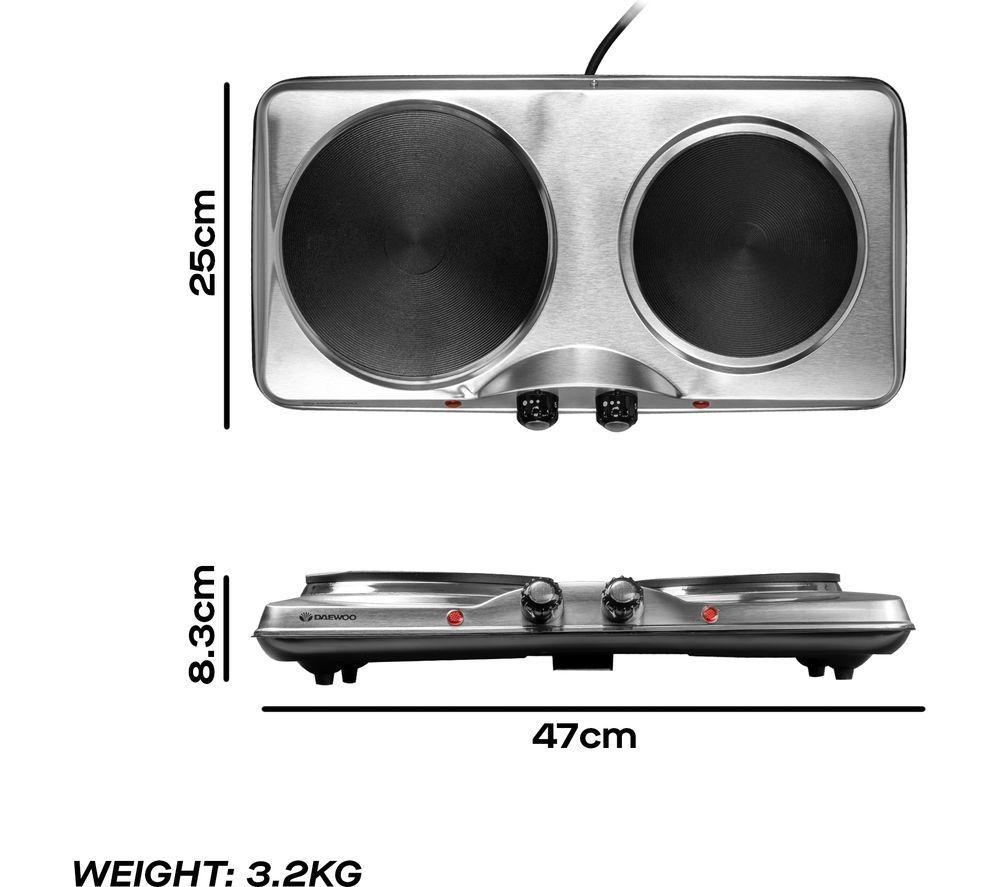 DAEWOO SDA1732 Double Electric Hot Plate - Silver image number 5 of 5