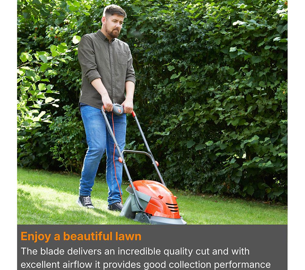 FLYMO HoverVac 250 Corded Hover Lawn Mower - Orange & Grey image number 4 of 8