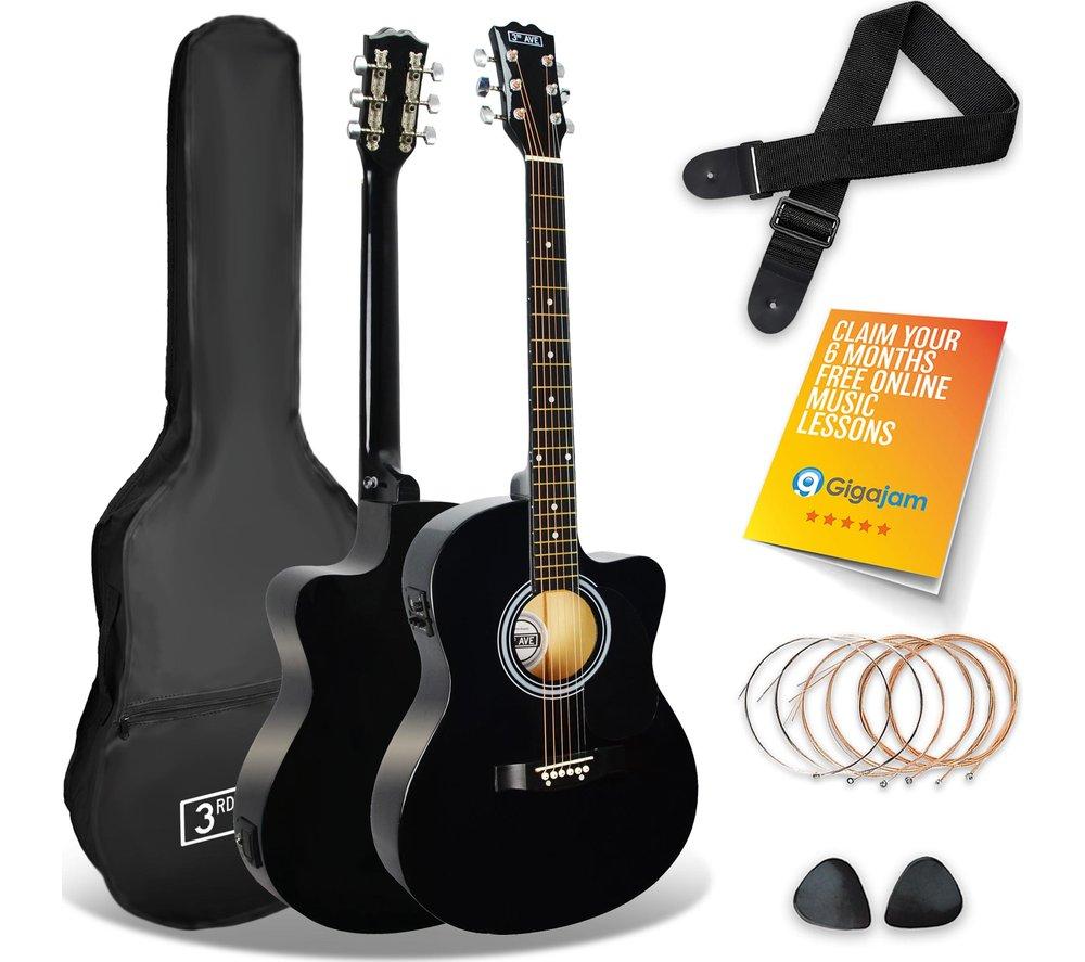 Image of 3RD AVENUE Cutaway Electro-Acoustic Guitar Bundle - Black, Black