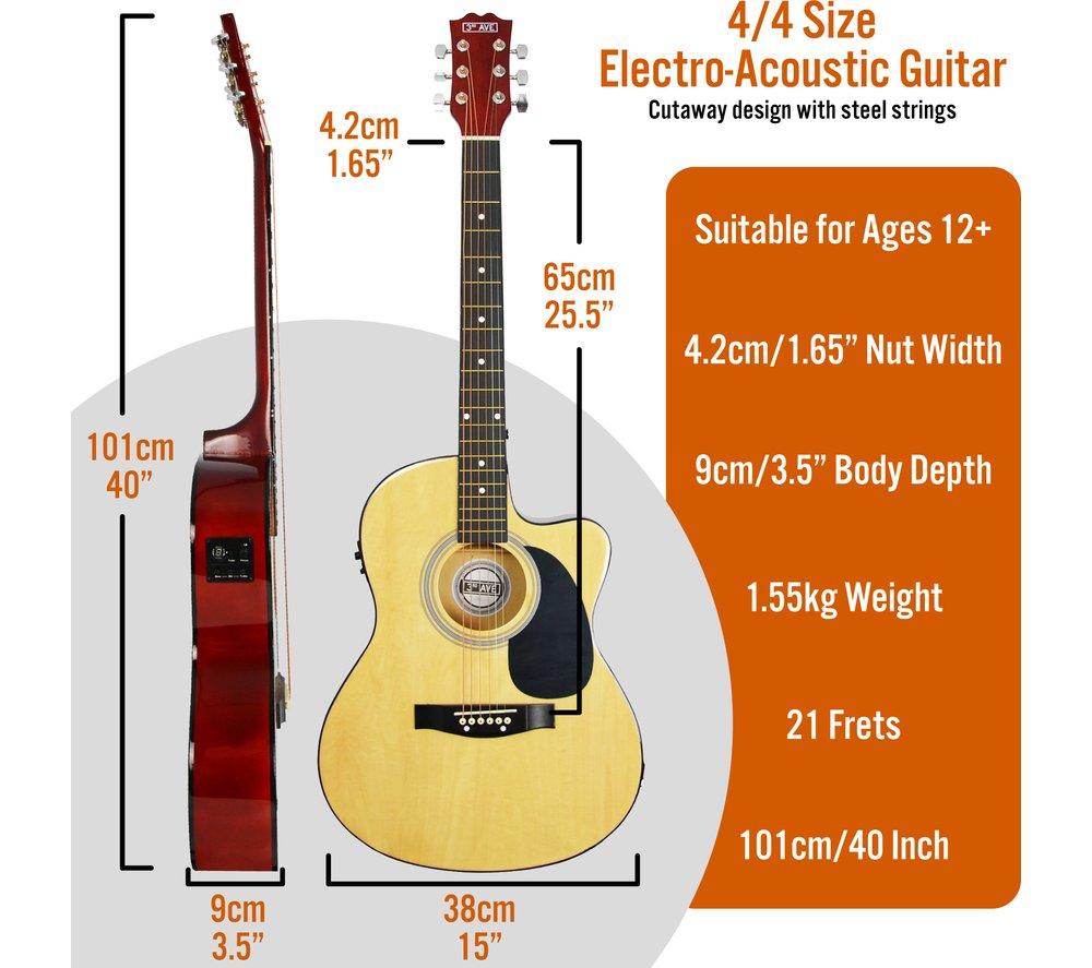 3RD AVENUE Full Size 4/4 Cutaway Electro-Acoustic Guitar Bundle - Natural image number 2 of 6