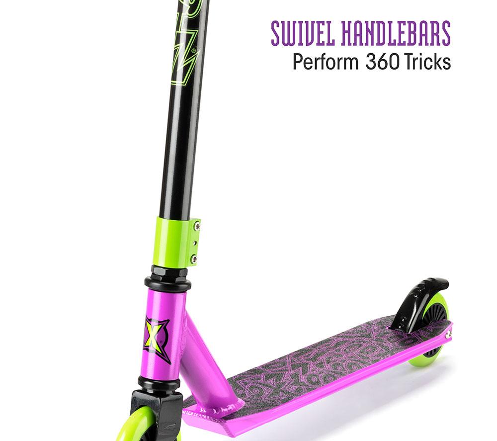 XOOTZ Toxic Kids' Stunt Scooter - Purple & Green image number 5 of 7