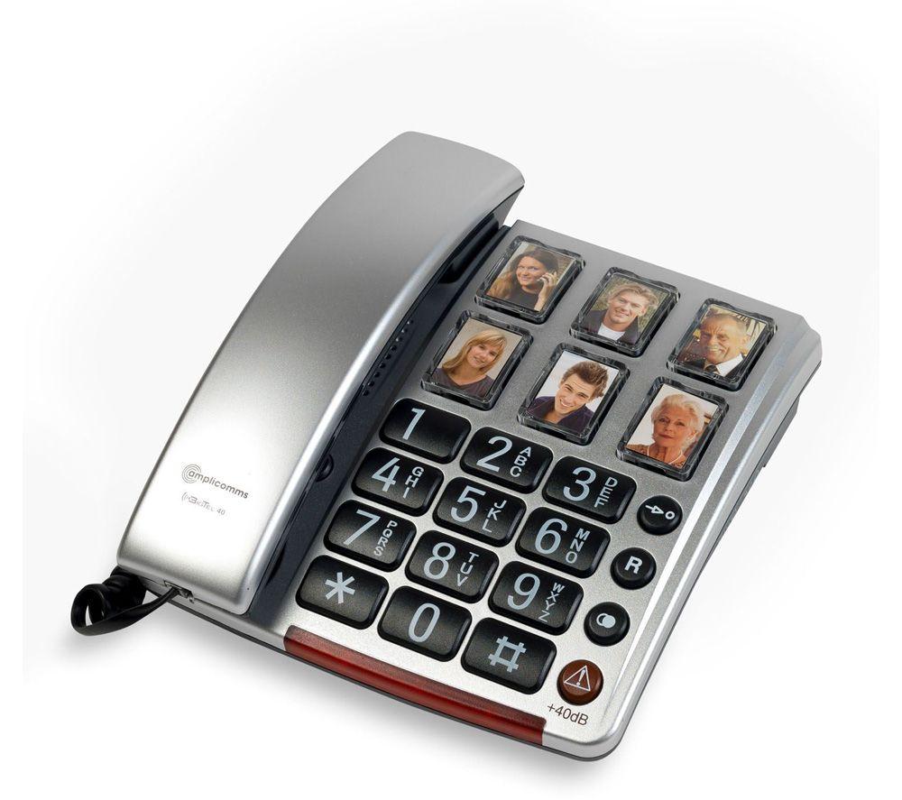 AMPLICOMMS BigTel 40 Plus Corded Phone - Silver