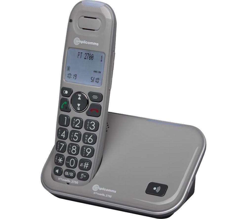 Image of AMPLICOMMS PowerTel 2700 Cordless Phone, Silver/Grey