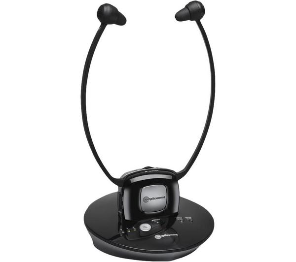 Amplicomms TV Listener TV2500 Wireless Radio Headset with Amplifier Integrated Microphone up to 120 dB by Amplicomms