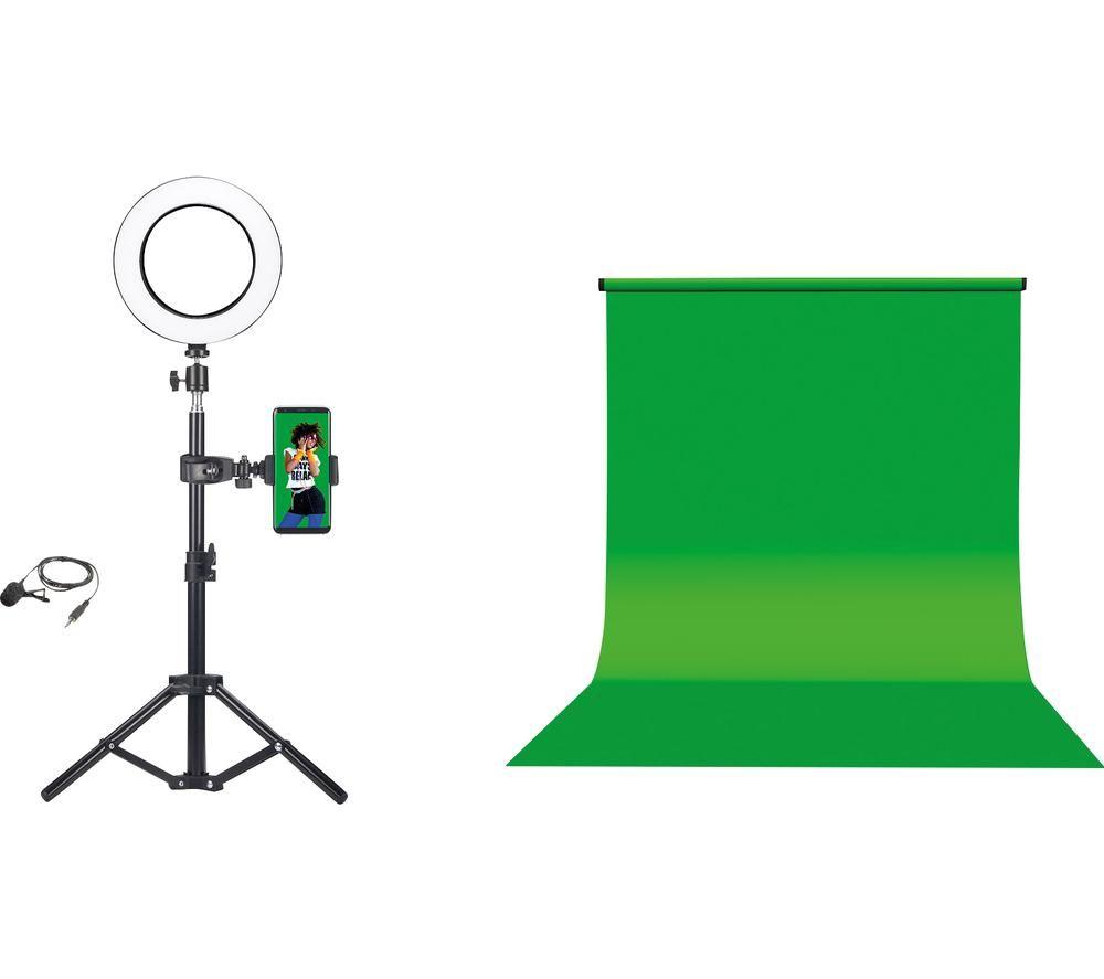 MyStudio Green Screen Studio Kit, Tripod, 2 x 3 m Green Screen, Video Light, Microphone
