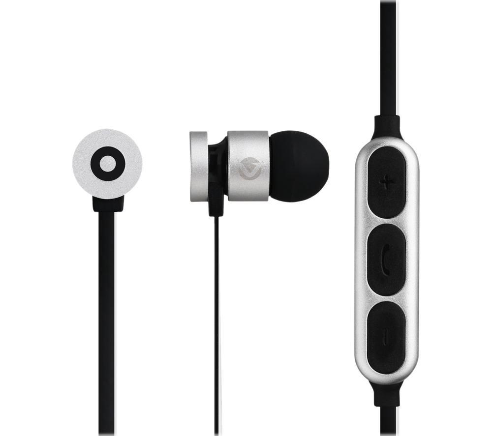 Image of Volkano Mercury Series VK-1006-SLBK Wireless Bluetooth Earphones - Black & Silver, Black,Silver/Grey