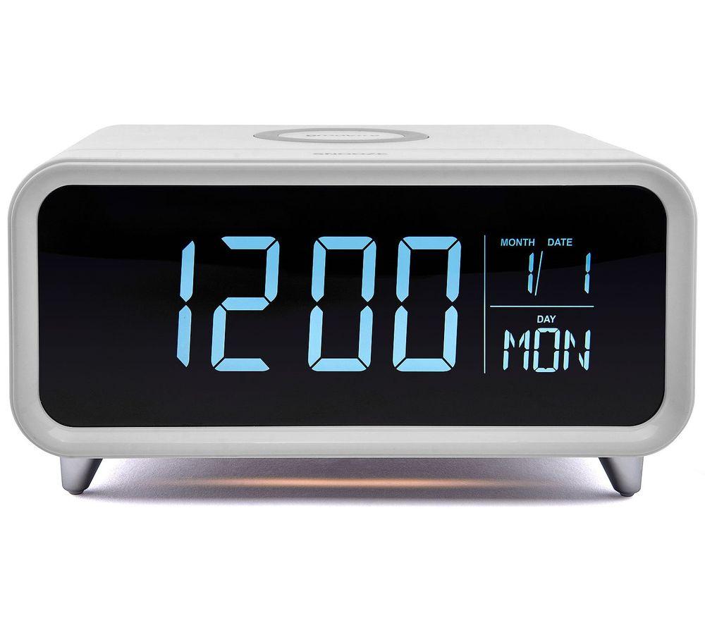 GROOV-E Athena Alarm Clock with Wireless Charger - White