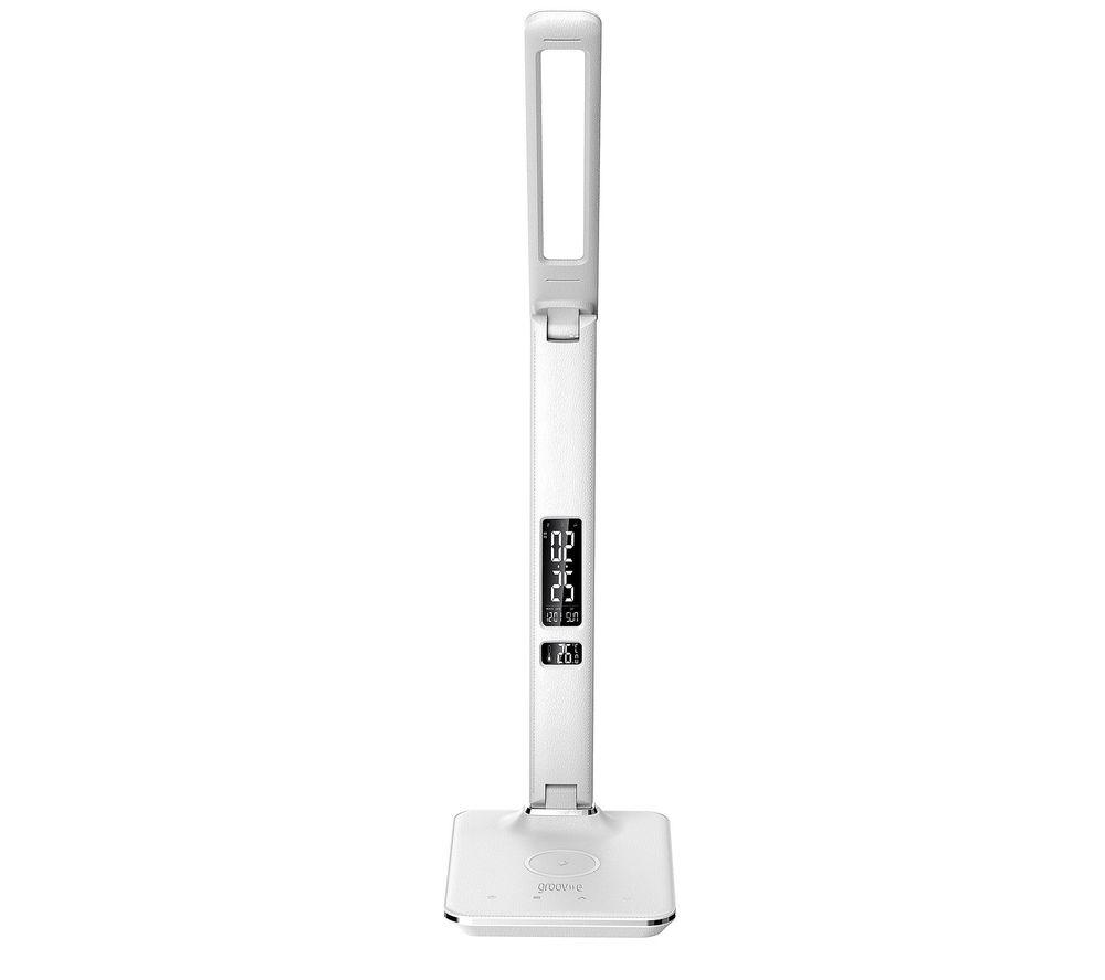 GROOV-E Ares LED Desk Lamp with Wireless Charging Pad & Clock - White image number 2 of 4