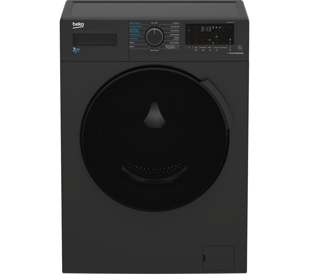 BEKO WDK742421A Bluetooth 7 kg Washer Dryer - Black, Black