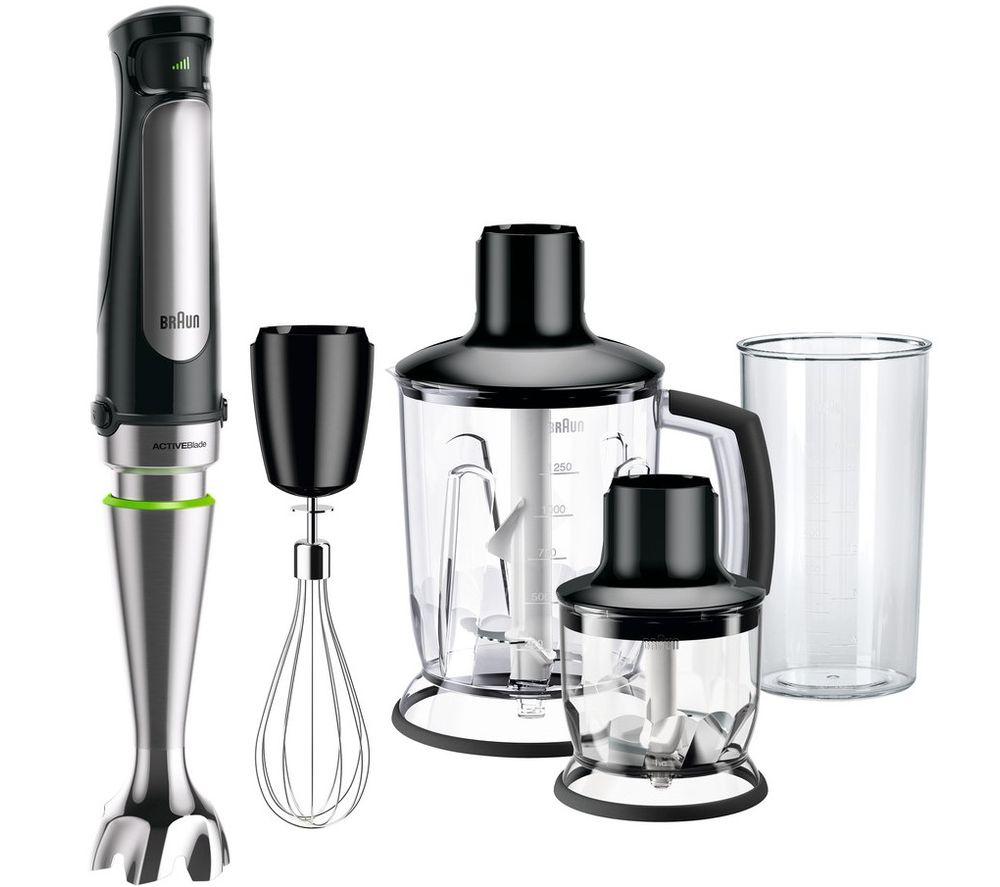 Braun 3-in-1 Immersion Hand Blender, Powerful 400W Stainless Steel Stick  Blender, 21-Speed + 1.5-Cup Food Processor, Whisk, Beaker, High Quality,  Easy to Clean, MultiQuick MQ5025 