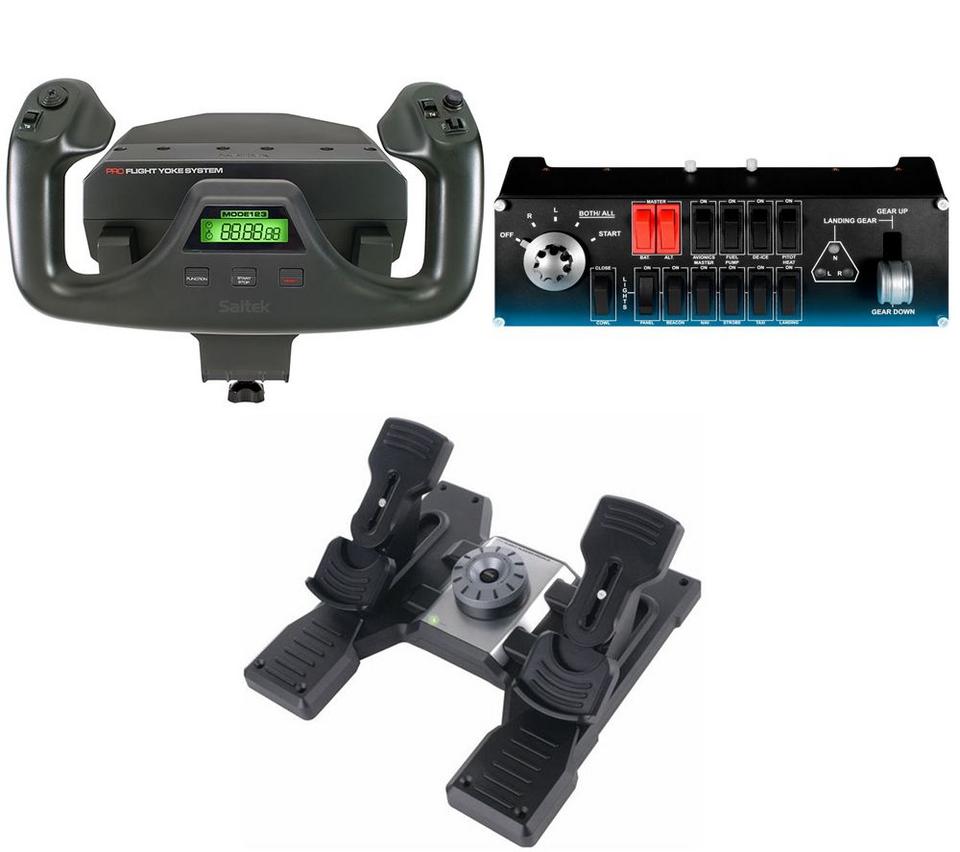 SAITEK by Logitech Pro Flight Bundle - Rudder Pedals, Switch Panel & Yoke System