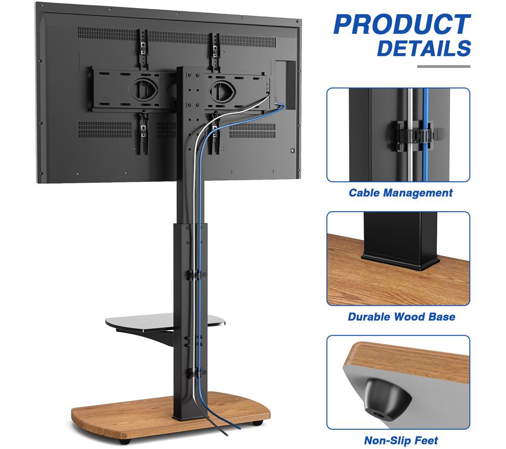 TTAP FS-1-OAK 1232 mm TV Stand with Bracket for 32-55" TVs - Black & Oak image number 5 of 7